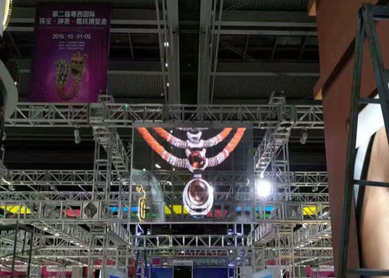Kryty P10 Przezroczysty wyświetlacz LED Szklana ściana wideo Lekka 9216 Dos / Sqm